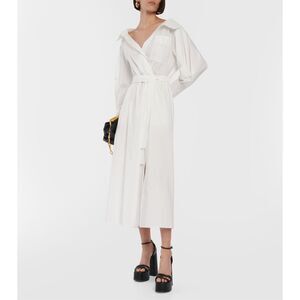 NWT Altuzarra Long Sleeve Poplin Lyddy Belted Shirt Midi Dress Optic White Size